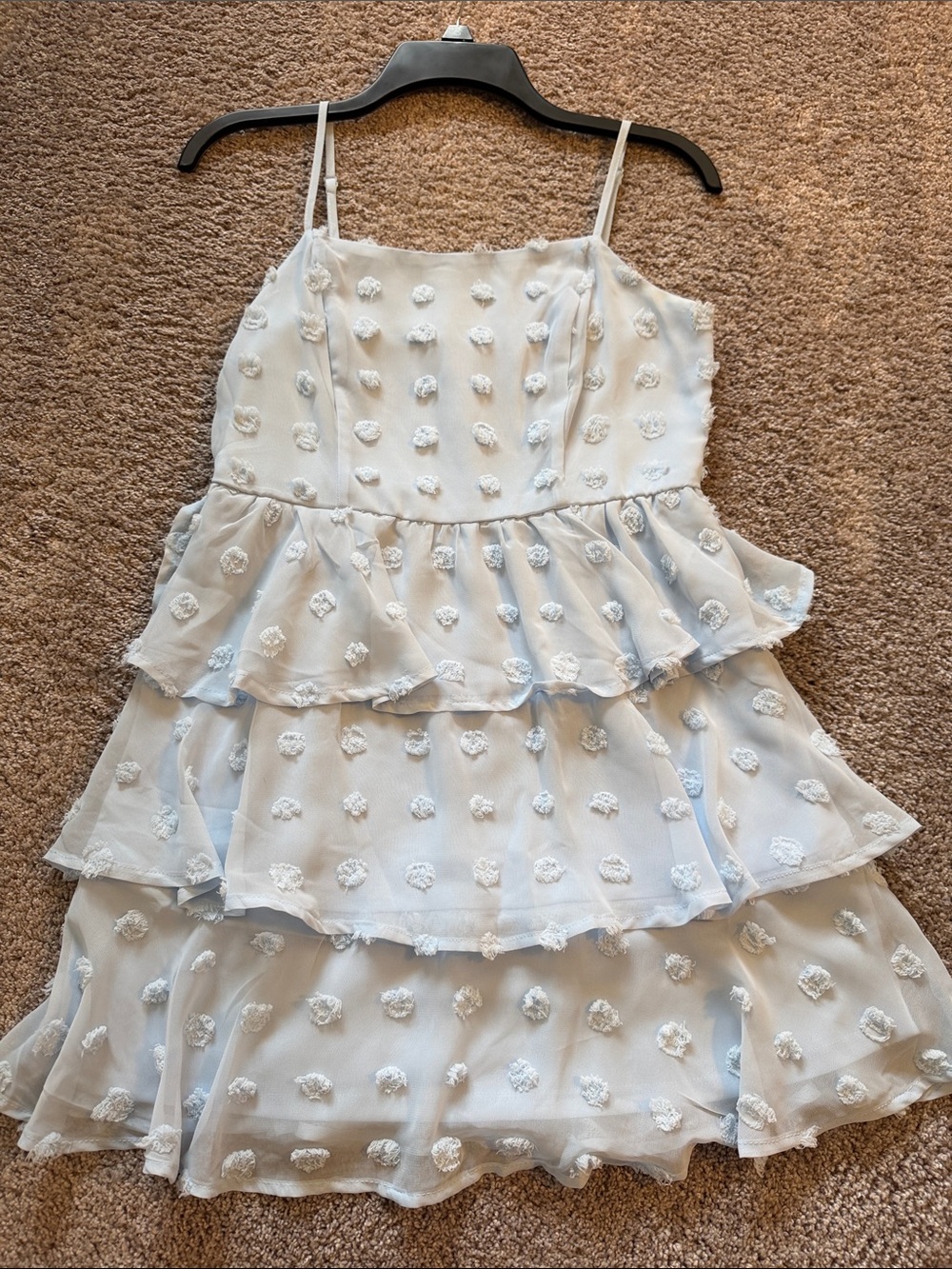 miami White Tiered Spaghetti-Strap Floral Appliqué Mini Dress